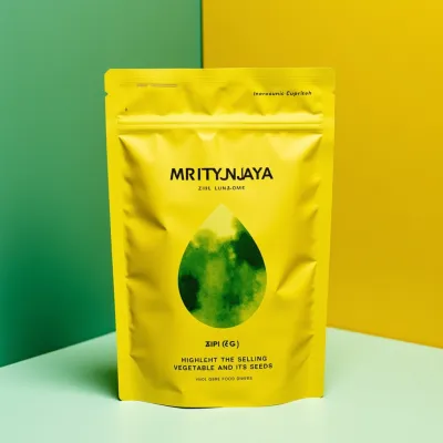 AI-Generated lemon yellow food pouch packaging