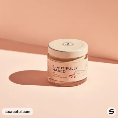 AI-Generated minimalistic cosmetics glass jar packaging