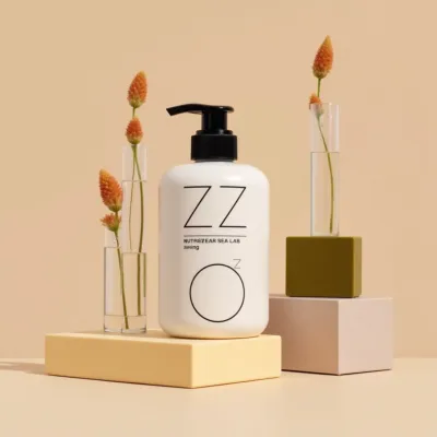 AI-Generated white pump bottle packaging