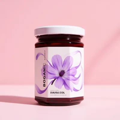 AI-Generated blush food glass jar packaging