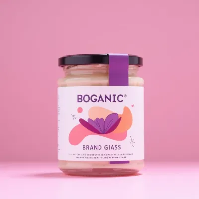 AI-Generated blush food glass jar packaging