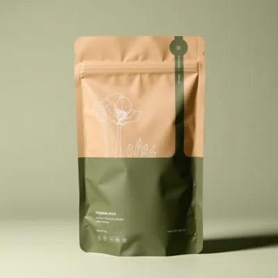 AI-Generated green food pouch packaging