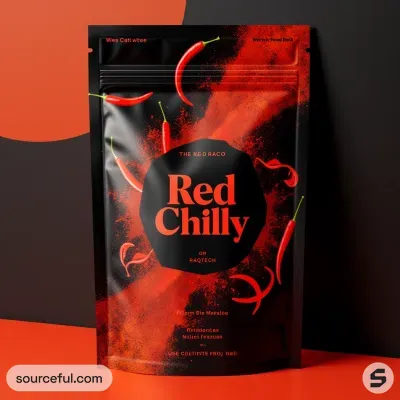AI-Generated red food pouch packaging