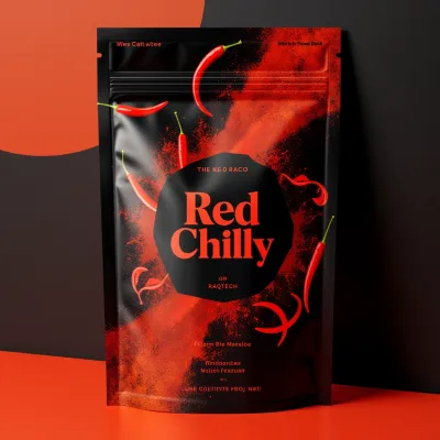 AI-Generated red food pouch packaging