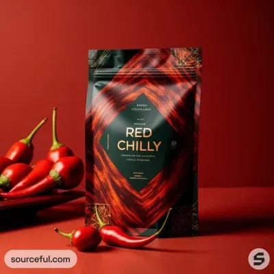 AI-Generated red food pouch packaging