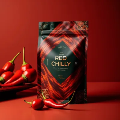 AI-Generated red food pouch packaging
