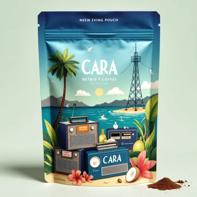 AI-Generated navy blue food pouch packaging