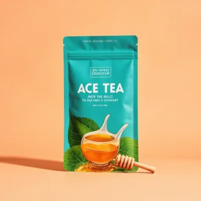 AI-Generated blush food pouch packaging