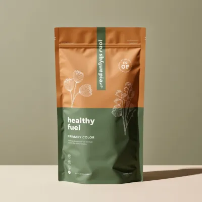 AI-Generated green food pouch packaging