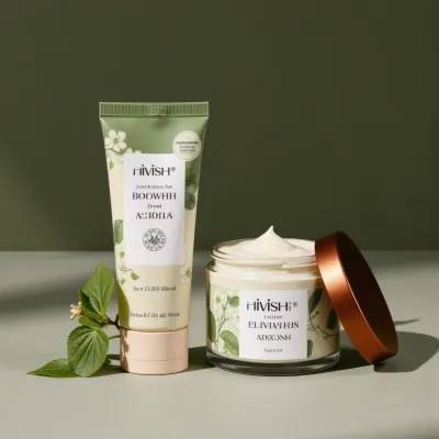 AI-Generated minimalistic cosmetics glass jar packaging
