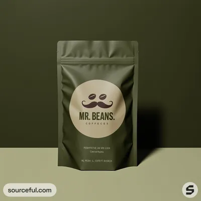 AI-Generated emerald green food pouch packaging