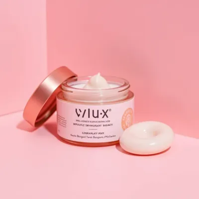 AI-Generated blush food glass jar packaging