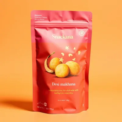 AI-Generated red food pouch packaging