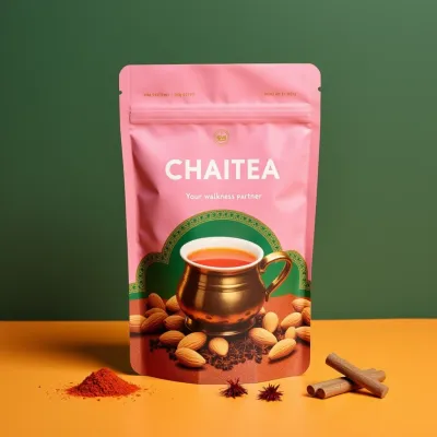 AI-Generated blush food pouch packaging