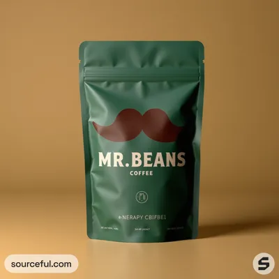 AI-Generated emerald green food pouch packaging