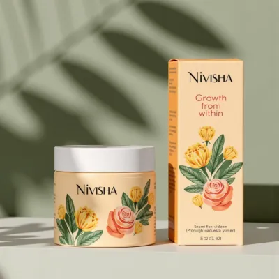 AI-Generated packaging for Cosmetics glass jar in the Haircare Products industry