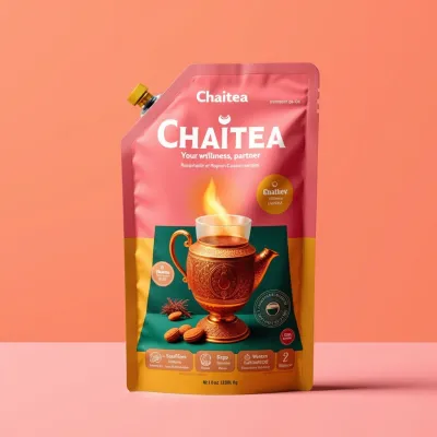 AI-Generated blush food pouch packaging