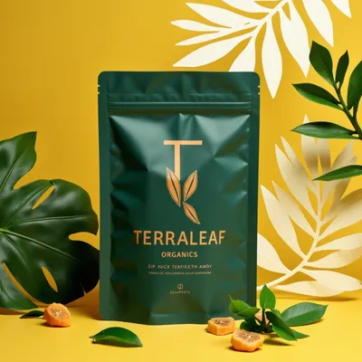 AI-Generated emerald green food pouch packaging