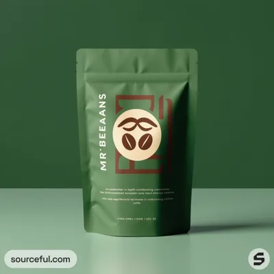 AI-Generated emerald green food pouch packaging