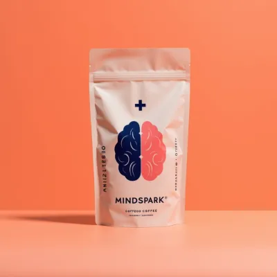 AI-Generated navy blue food pouch packaging