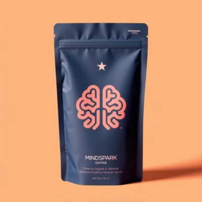 AI-Generated navy blue food pouch packaging