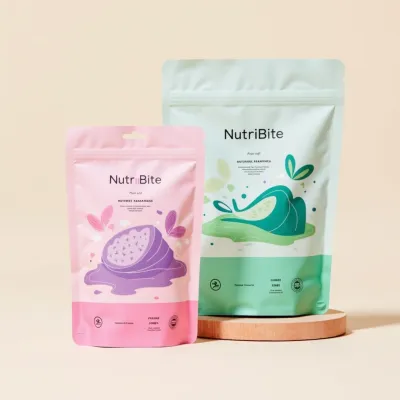AI-Generated blush food pouch packaging