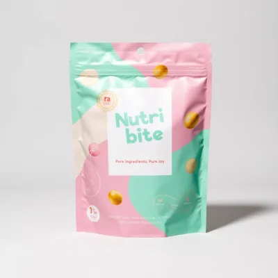 AI-Generated blush food pouch packaging