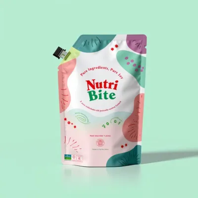 AI-Generated blush food pouch packaging