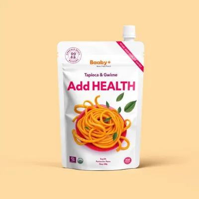 AI-Generated blush food pouch packaging