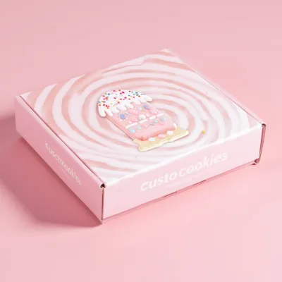AI-Generated pink mailer box packaging
