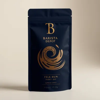 AI-Generated navy blue food pouch packaging