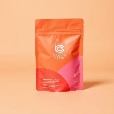 AI-Generated blush food pouch packaging