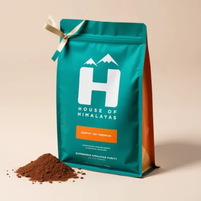 AI-Generated emerald green food pouch packaging