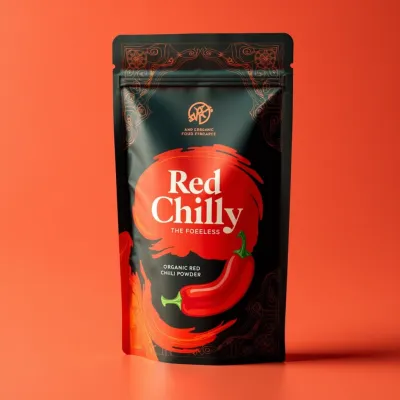 AI-Generated black food pouch packaging
