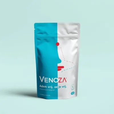 AI-Generated navy blue food pouch packaging
