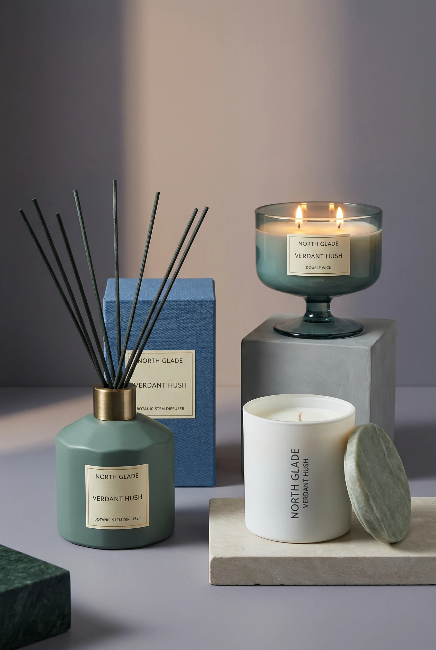 Verdant Hush Collection public scene for Candle Product Photography Ideas