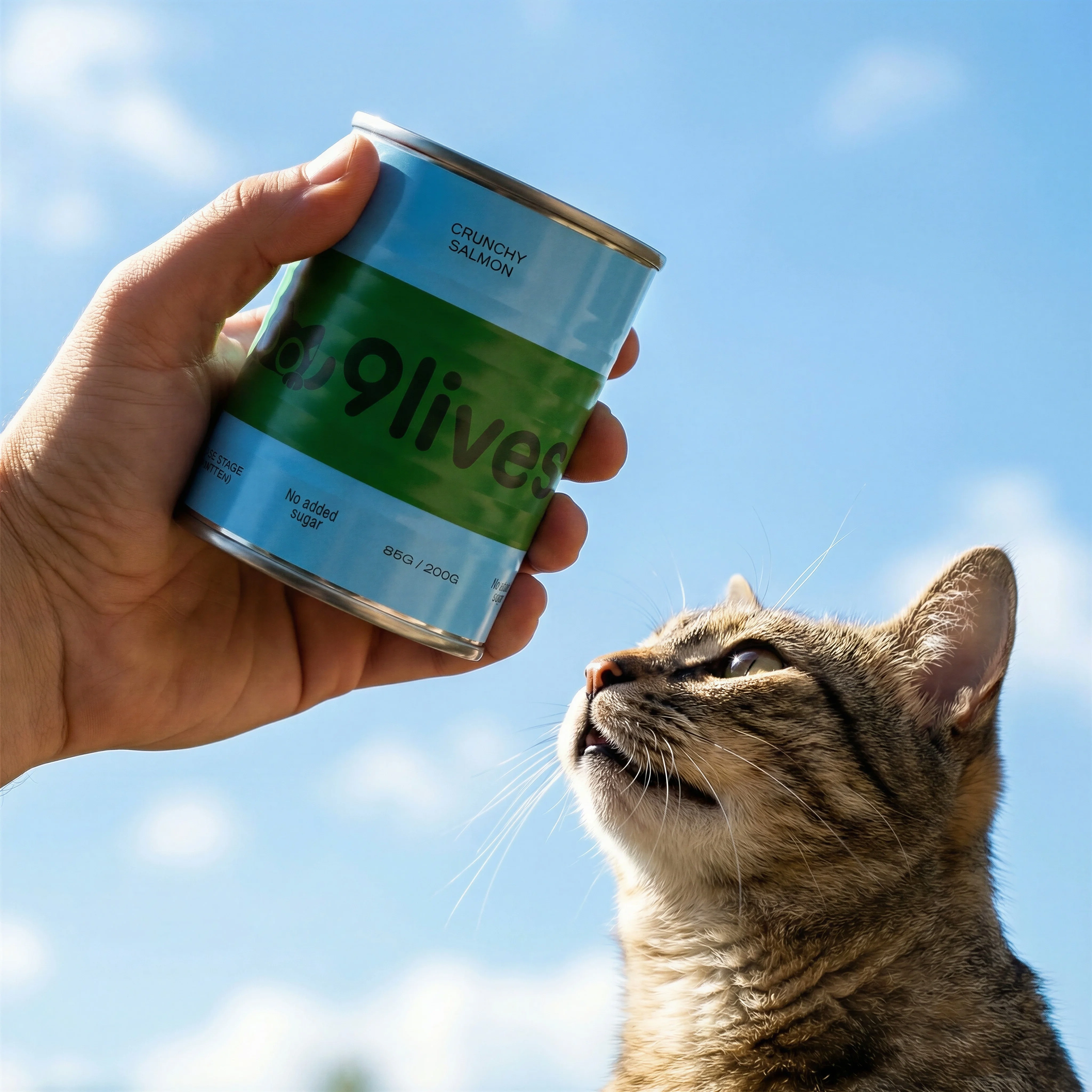 Cat and Food Can Outdoors public scene for How to Turn Product Photos into Lifestyle Images