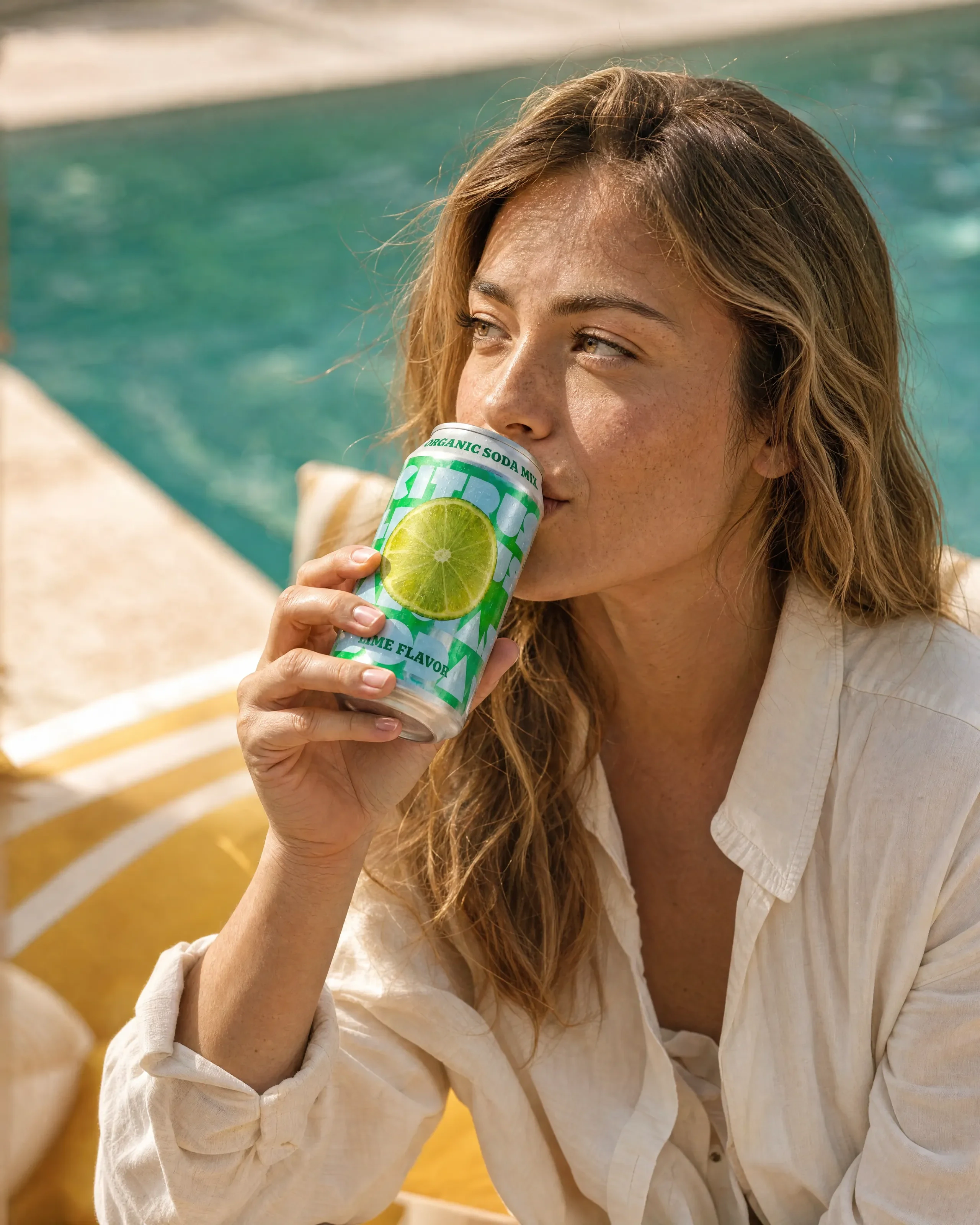 Original photo of a person drinking from a can