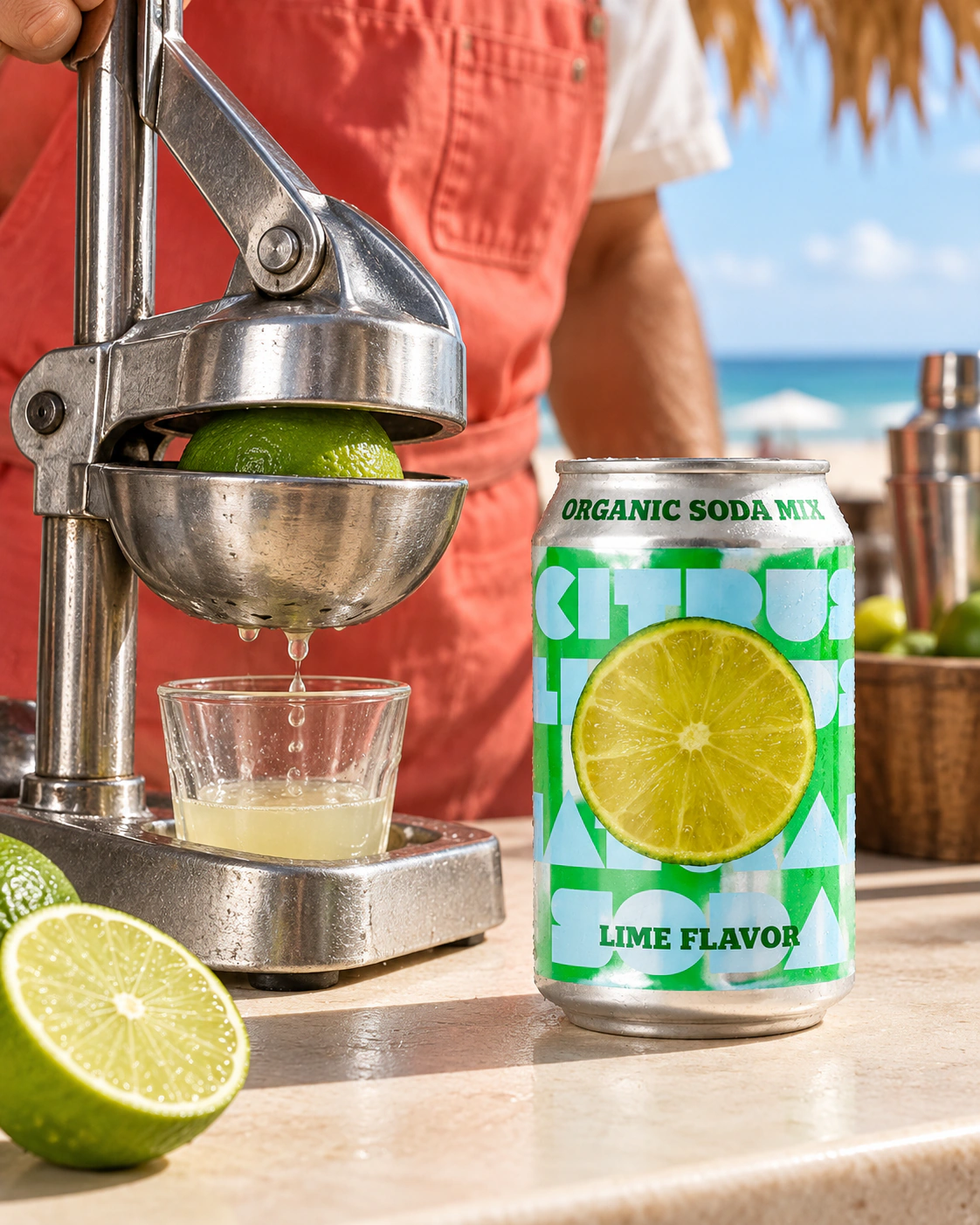 Lime flavour reference: lime pressed beside the can
