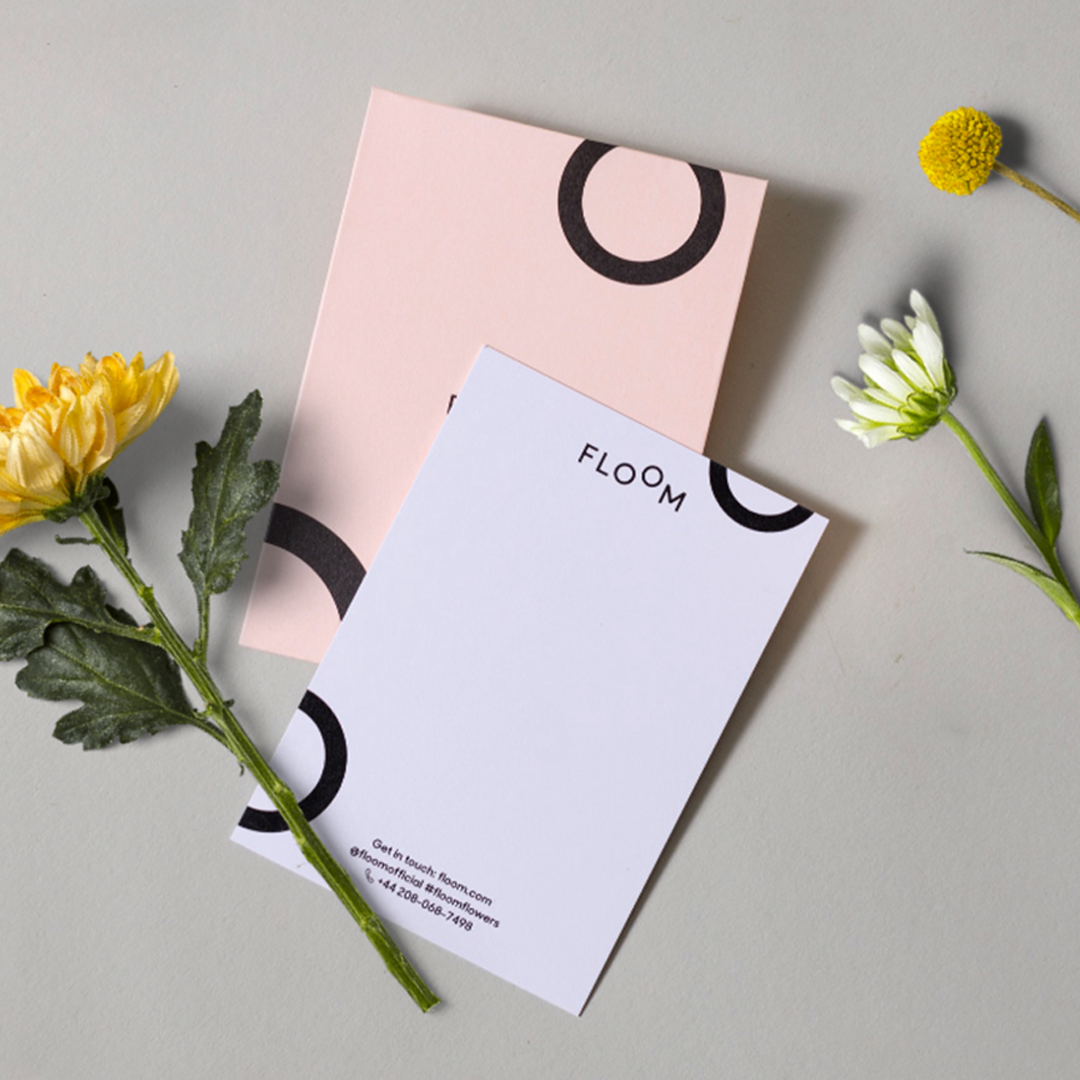 Card and envelope for florist platform Floom.